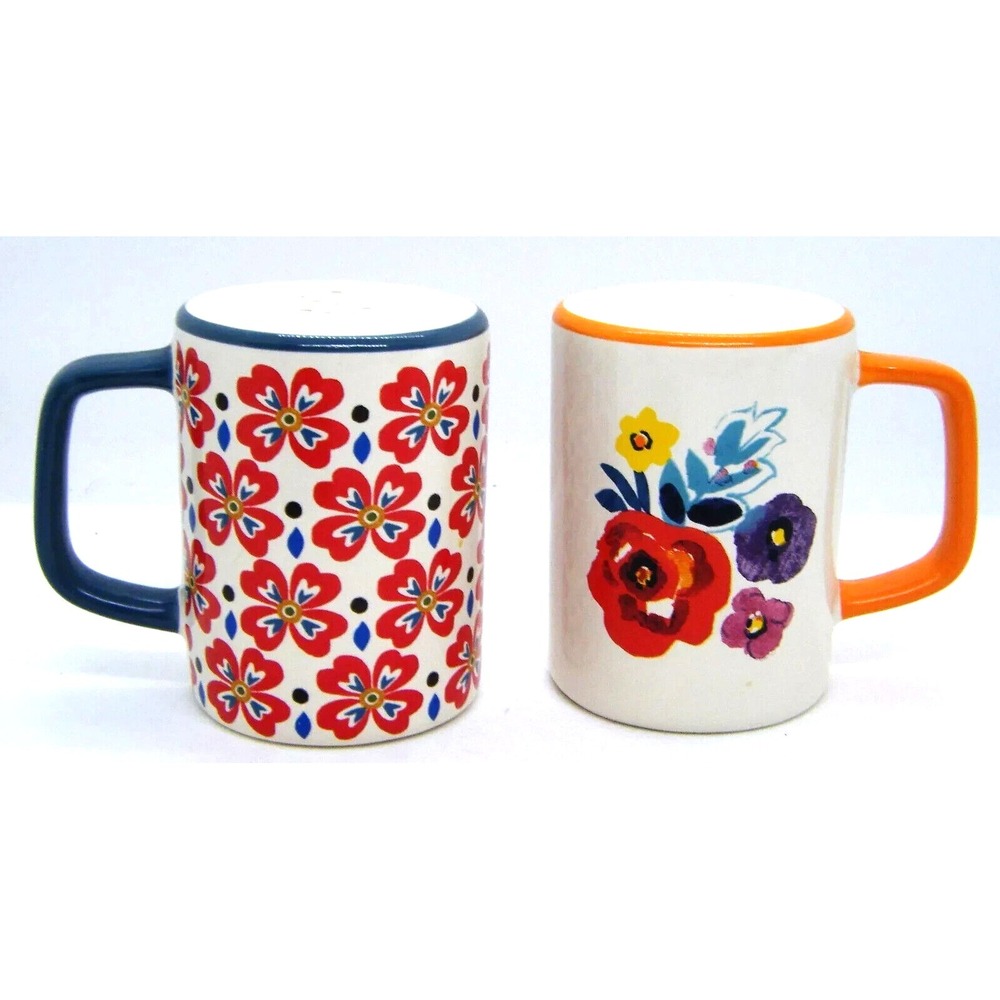 Pioneer Woman Flea Market Floral Salt and Pepper Shaker Set‎ With Handles